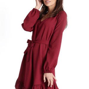 SUKIENKA MASHA W STYLU BOHO - BORDOWY