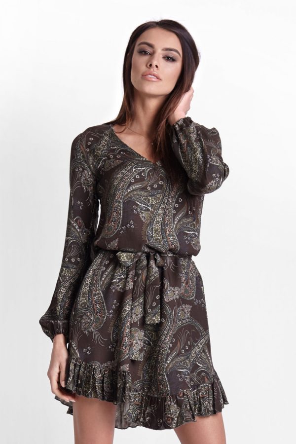 SUKIENKA MASHA W STYLU BOHO - KHAKI