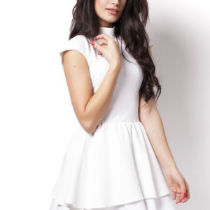 ROZKLOSZOWANA SUKIENKA SANDRA - ecru