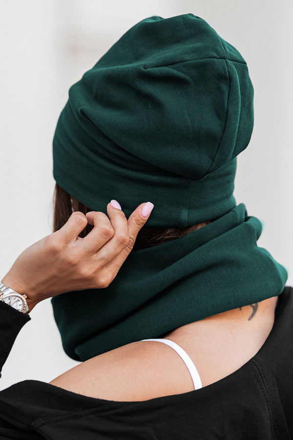 Zielona czapka beanie smerfetka - BUTELKOWA ZIELEŃ - obrazek 3