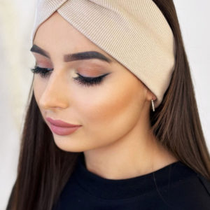 Prążkowana beżowa opaska na głowę Ruth - beżowy