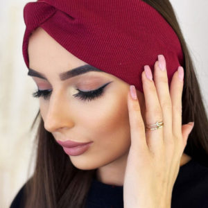 Prążkowana bordowa opaska na głowę Ruth - BORDOWY