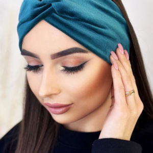 Welurowa zielona opaska na głowę Shelli - ZIELONY