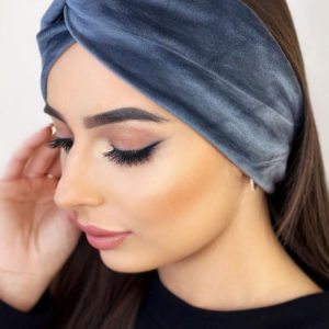 Welurowa grafitowa opaska na głowę Shelli - grafitowy