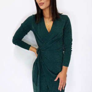 Połyskująca zakładana sukienka Isla - ZIELONY